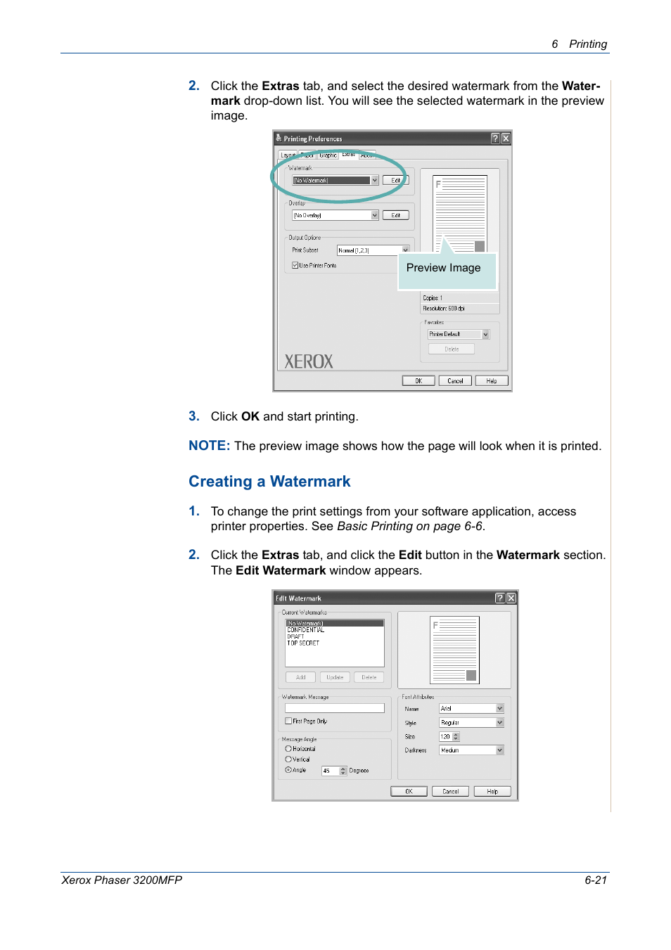 Creating a watermark | Xerox 3200MFP User Manual | Page 101 / 236