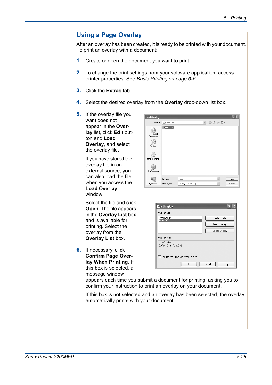 Using a page overlay | Xerox 3200MFP User Manual | Page 105 / 236