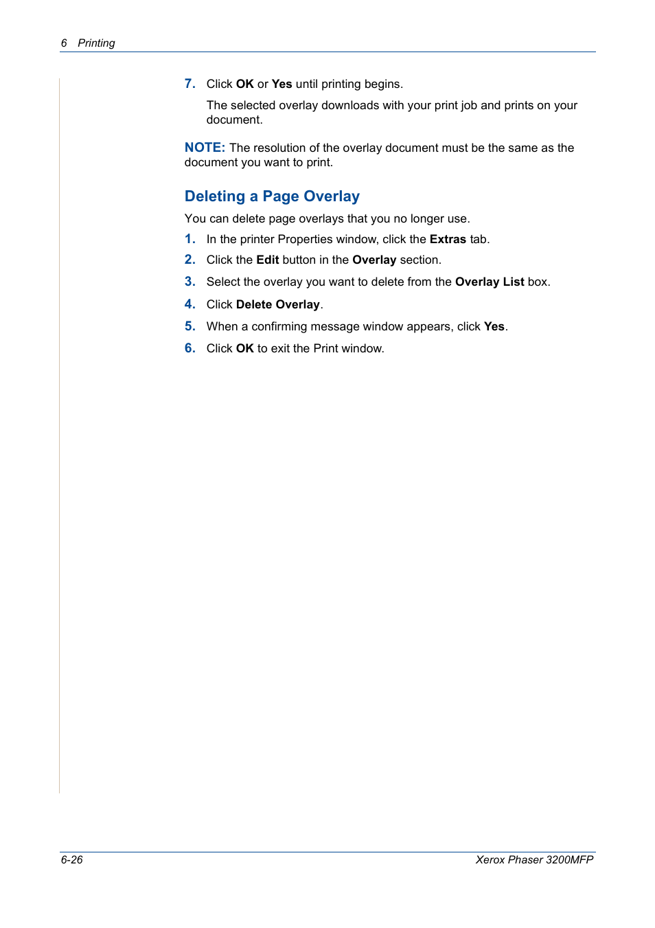 Deleting a page overlay | Xerox 3200MFP User Manual | Page 106 / 236
