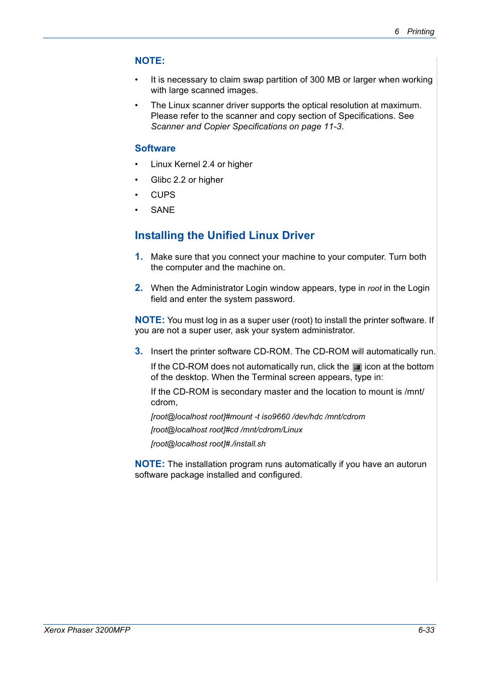 Installing the unified linux driver | Xerox 3200MFP User Manual | Page 113 / 236