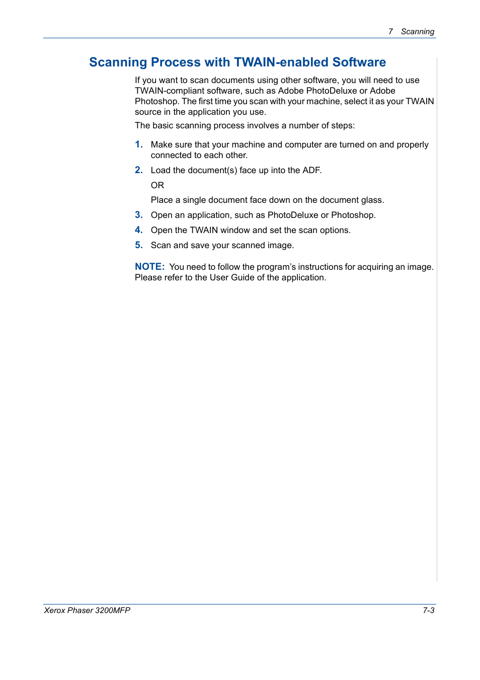 Scanning process with twain-enabled software -3, Scanning process with twain-enabled software | Xerox 3200MFP User Manual | Page 135 / 236