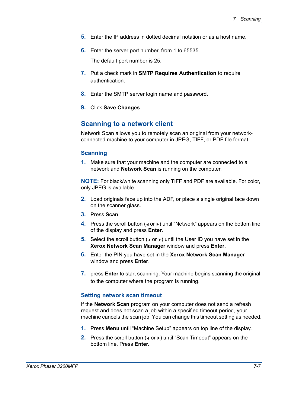 Scanning to a network client | Xerox 3200MFP User Manual | Page 139 / 236