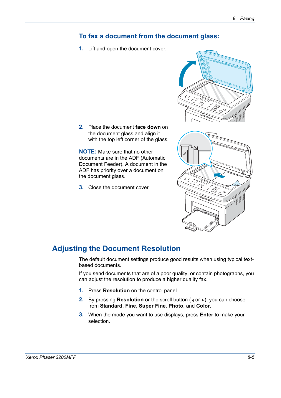Adjusting the document resolution -5, Adjusting the document resolution | Xerox 3200MFP User Manual | Page 149 / 236