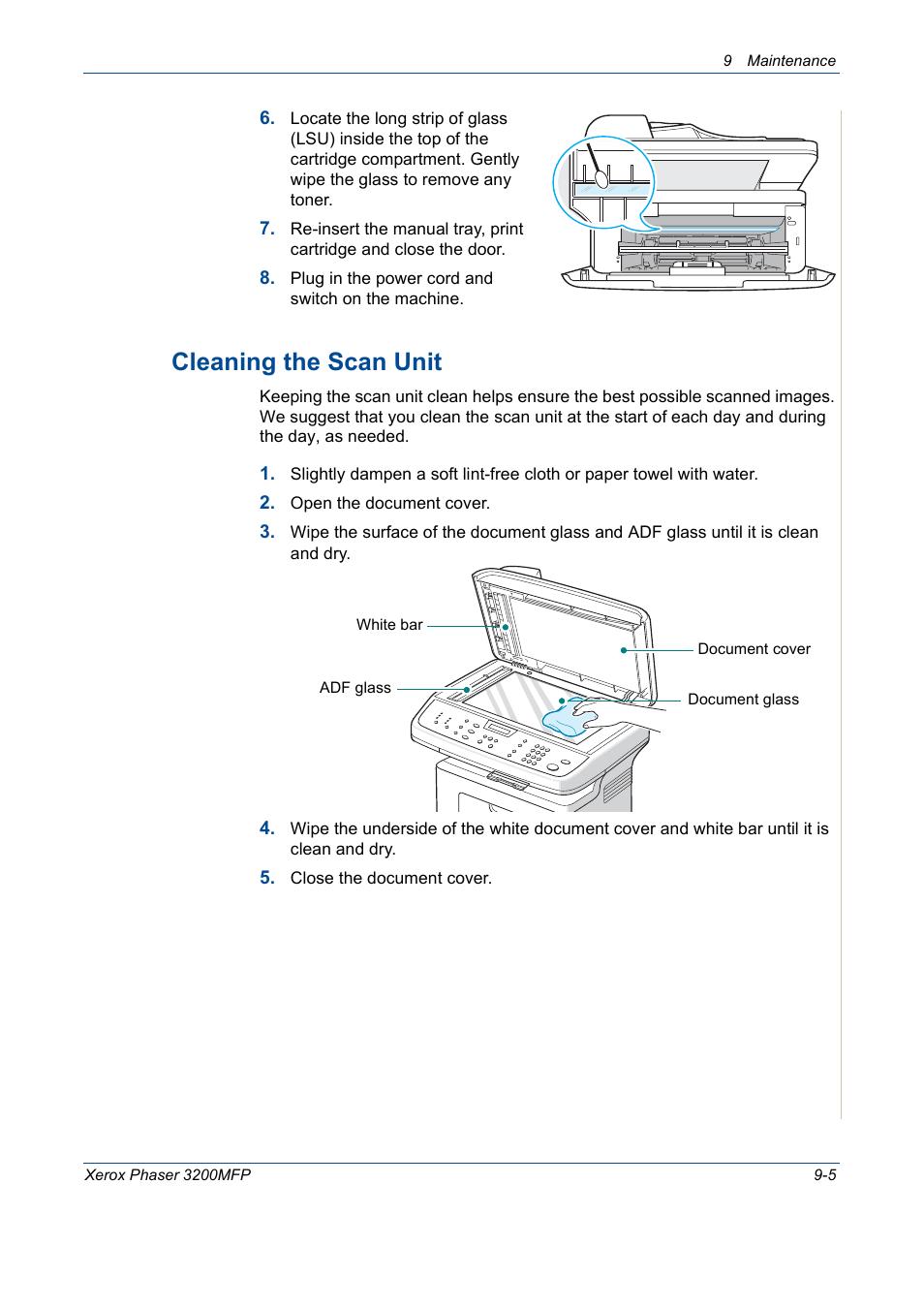 Cleaning the scan unit -5, Cleaning the scan unit | Xerox 3200MFP User Manual | Page 181 / 236