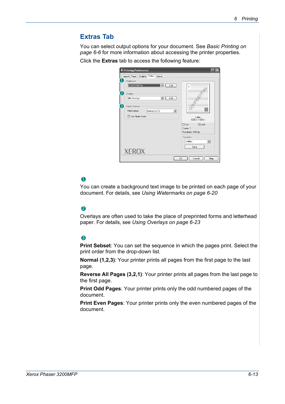 Extras tab | Xerox 3200MFP User Manual | Page 93 / 236