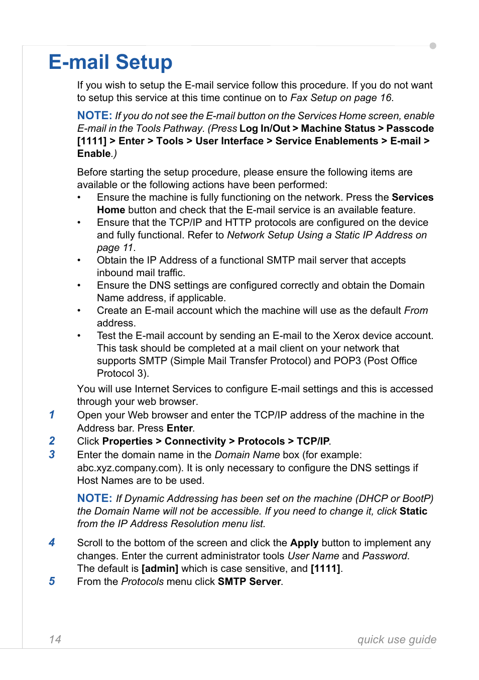 E-mail setup | Xerox 3635MFP User Manual | Page 18 / 42