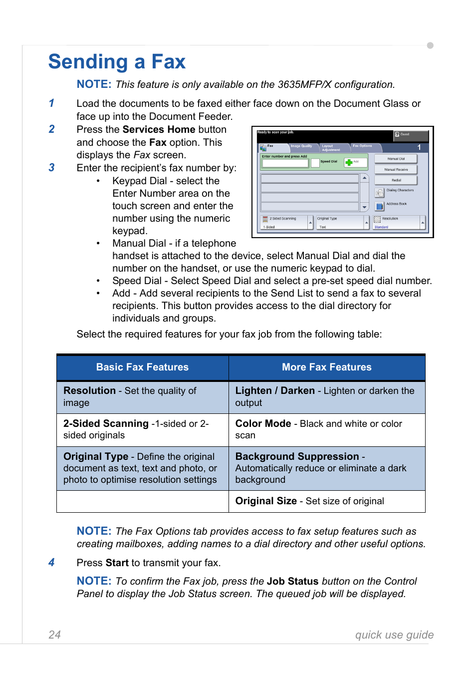 Sending a fax | Xerox 3635MFP User Manual | Page 28 / 42