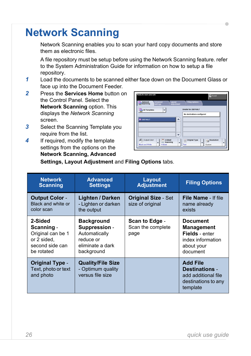 Network scanning | Xerox 3635MFP User Manual | Page 30 / 42