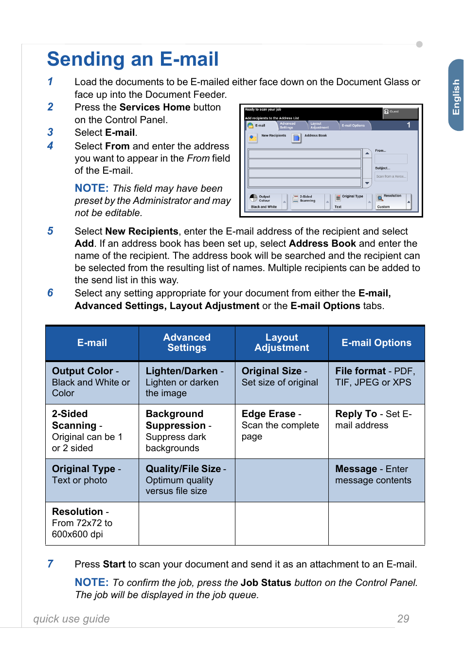 Sending an e-mail | Xerox 3635MFP User Manual | Page 33 / 42