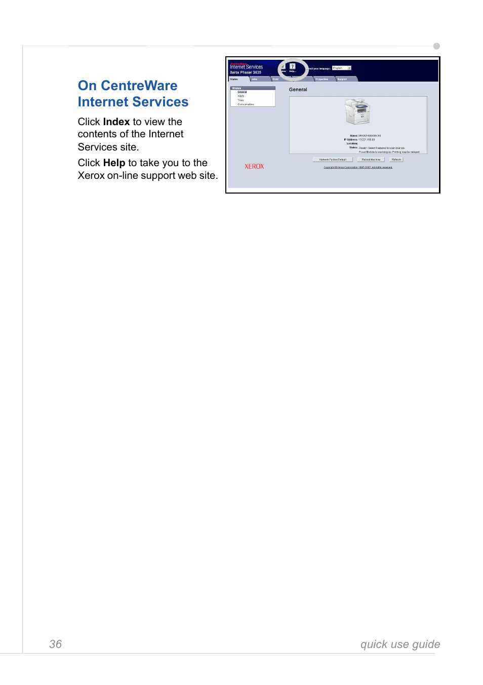 On centreware internet services | Xerox 3635MFP User Manual | Page 40 / 42