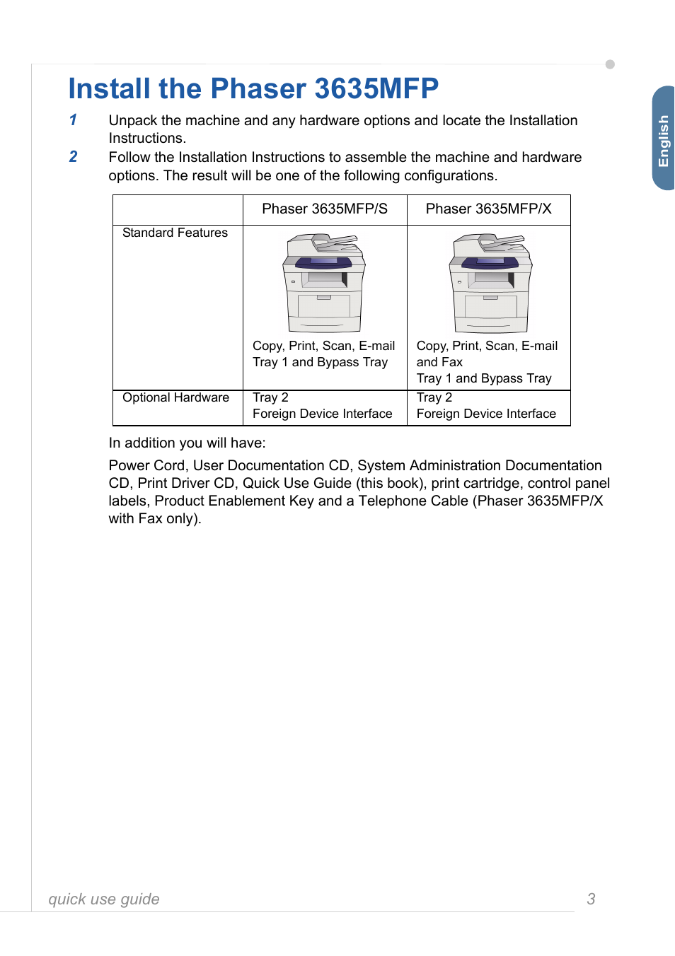 Install the phaser 3635mfp | Xerox 3635MFP User Manual | Page 7 / 42