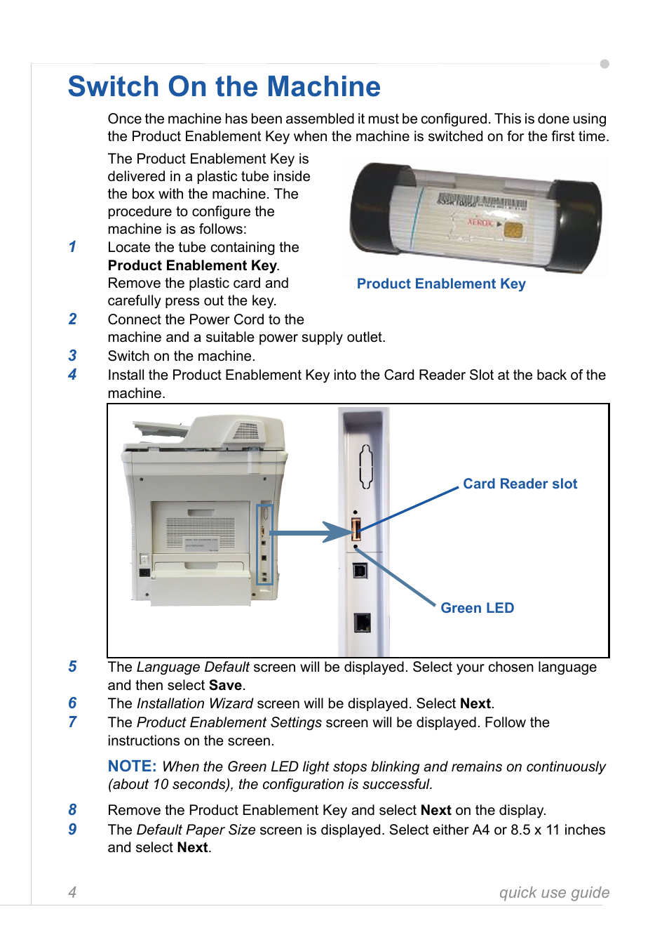 Switch on the machine | Xerox 3635MFP User Manual | Page 8 / 42