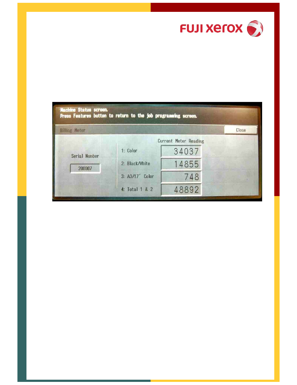 The billing meter appears immediately | Xerox 320 User Manual | Page 19 / 22