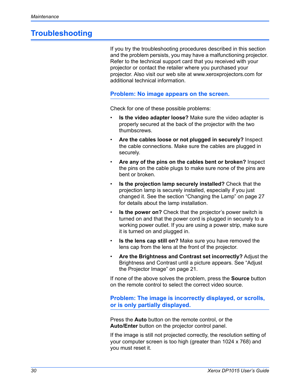 Troubleshooting | Xerox DP 1015 User Manual | Page 35 / 46