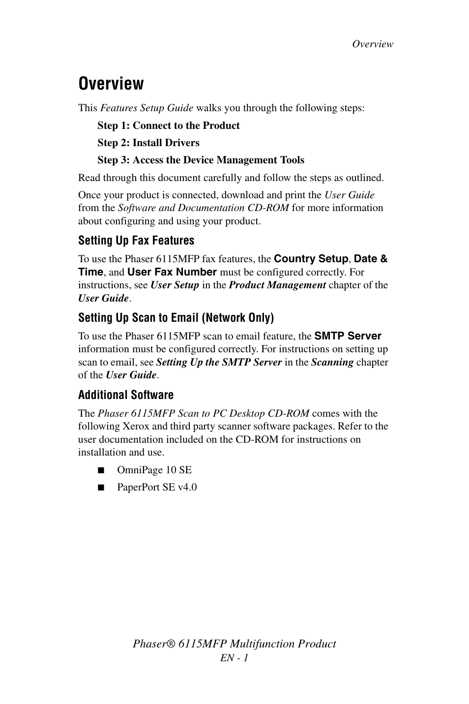 Overview | Xerox Phaser 6115MFP User Manual | Page 3 / 75