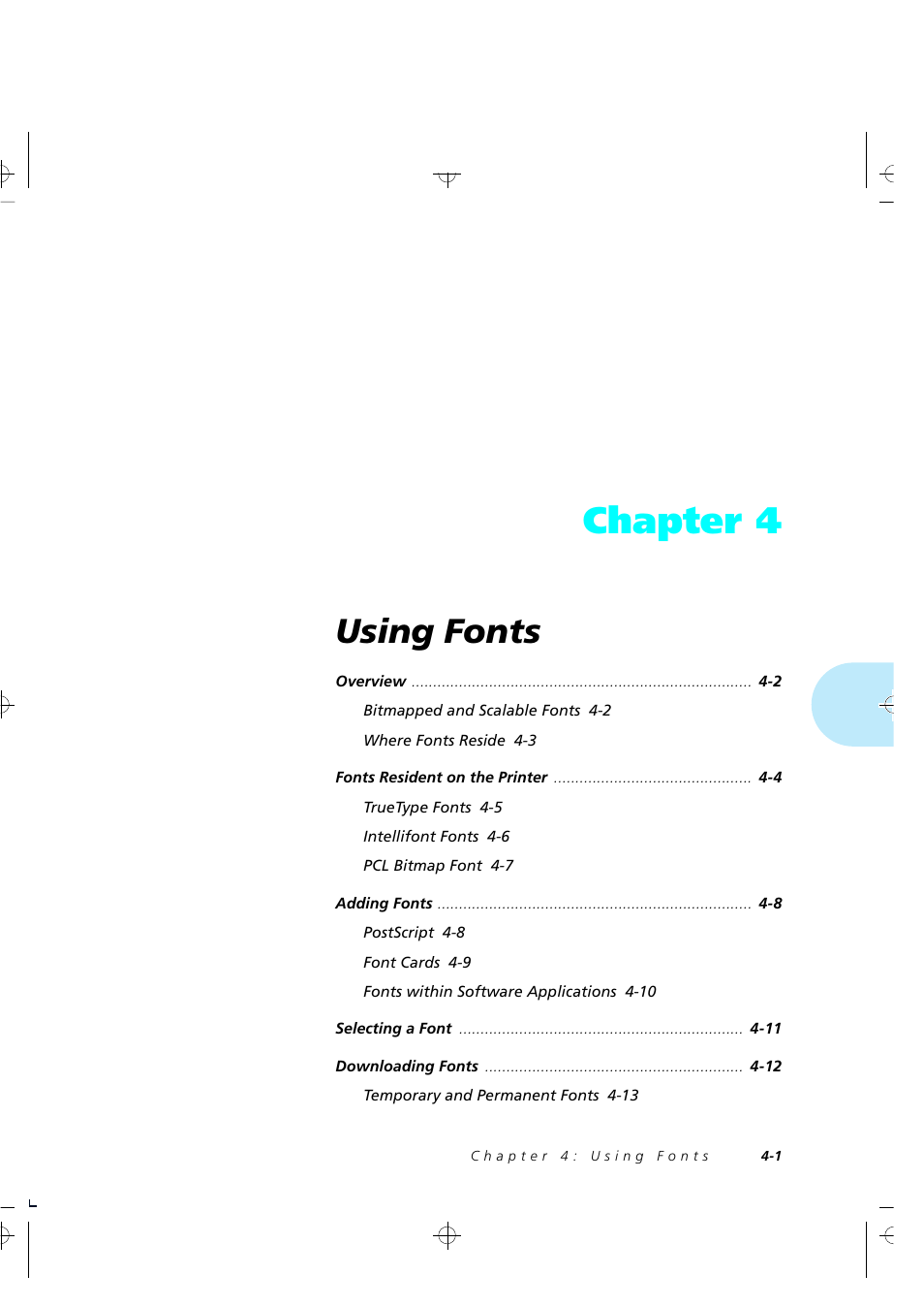 Chapter 4, Using fonts | Xerox 4520 User Manual | Page 127 / 310