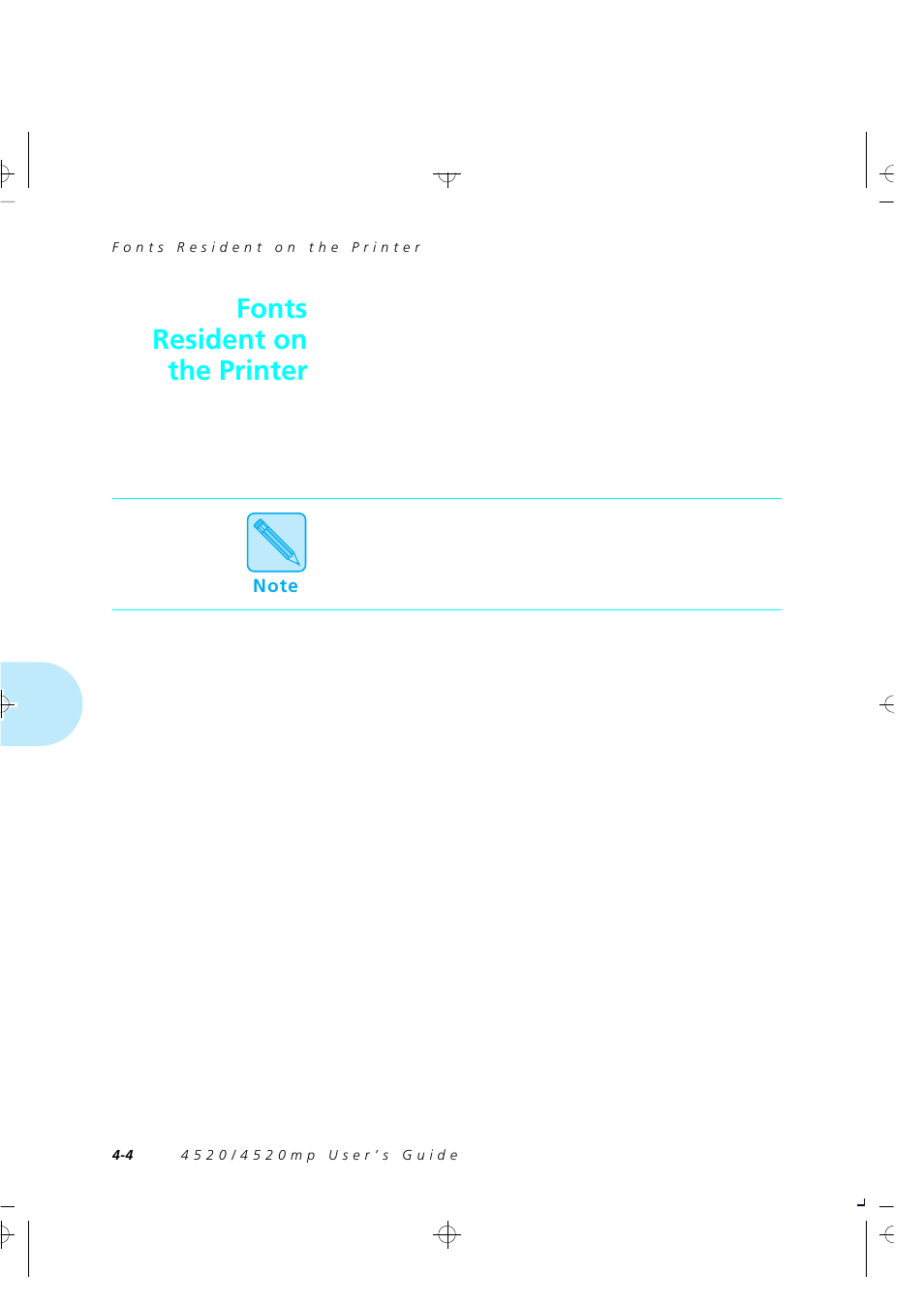 Fonts resident on the printer | Xerox 4520 User Manual | Page 130 / 310