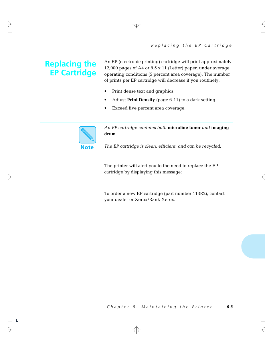 Replacing the ep cartridge | Xerox 4520 User Manual | Page 161 / 310