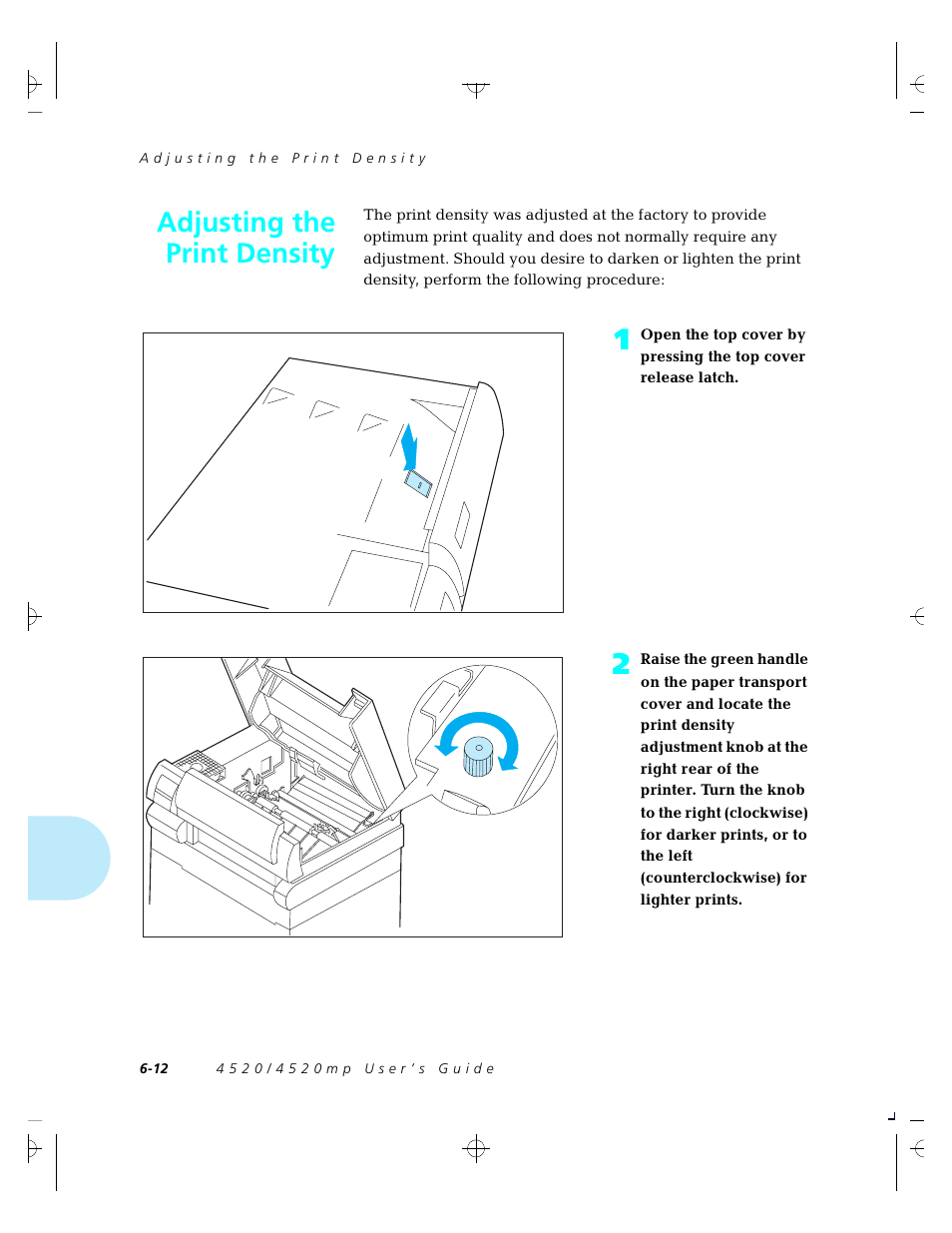 Adjusting the density, Adjusting the print density | Xerox 4520 User Manual | Page 170 / 310