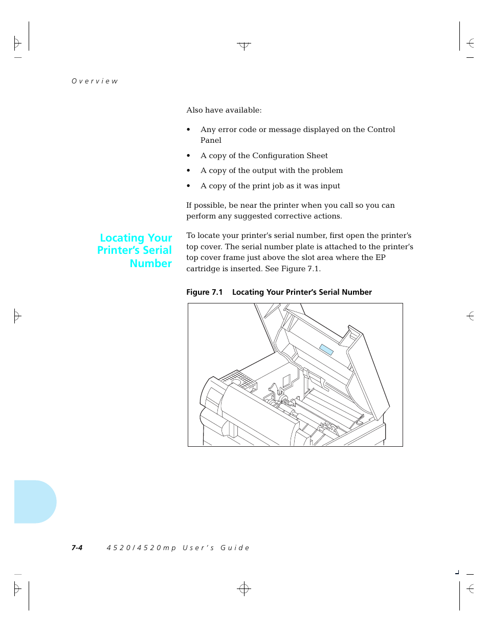 Locating your printers serial number, Locating your printer’s serial number | Xerox 4520 User Manual | Page 178 / 310
