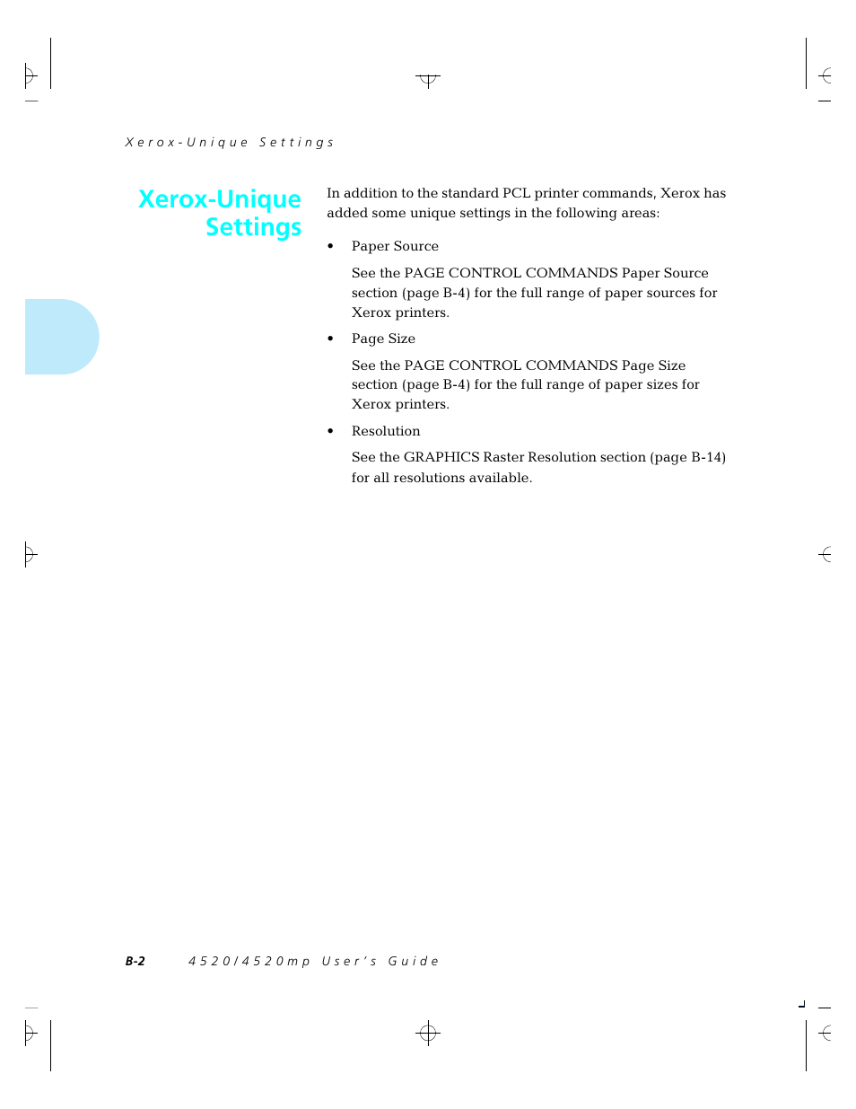 Xerox-unique settings | Xerox 4520 User Manual | Page 240 / 310