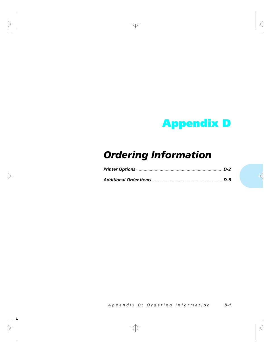 Appendix d, Ordering information | Xerox 4520 User Manual | Page 269 / 310