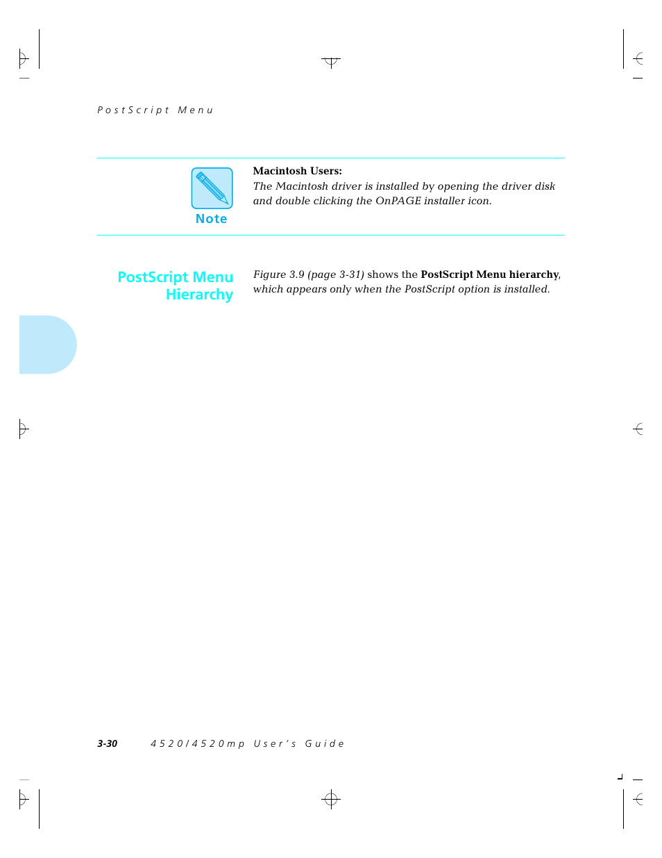 Postscript menu hierarchy | Xerox 4520 User Manual | Page 84 / 310
