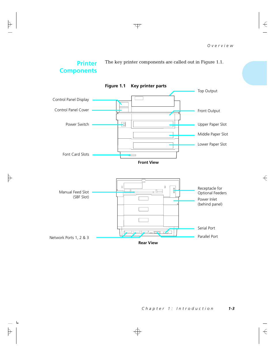 Printer components | Xerox 4520 User Manual | Page 9 / 310