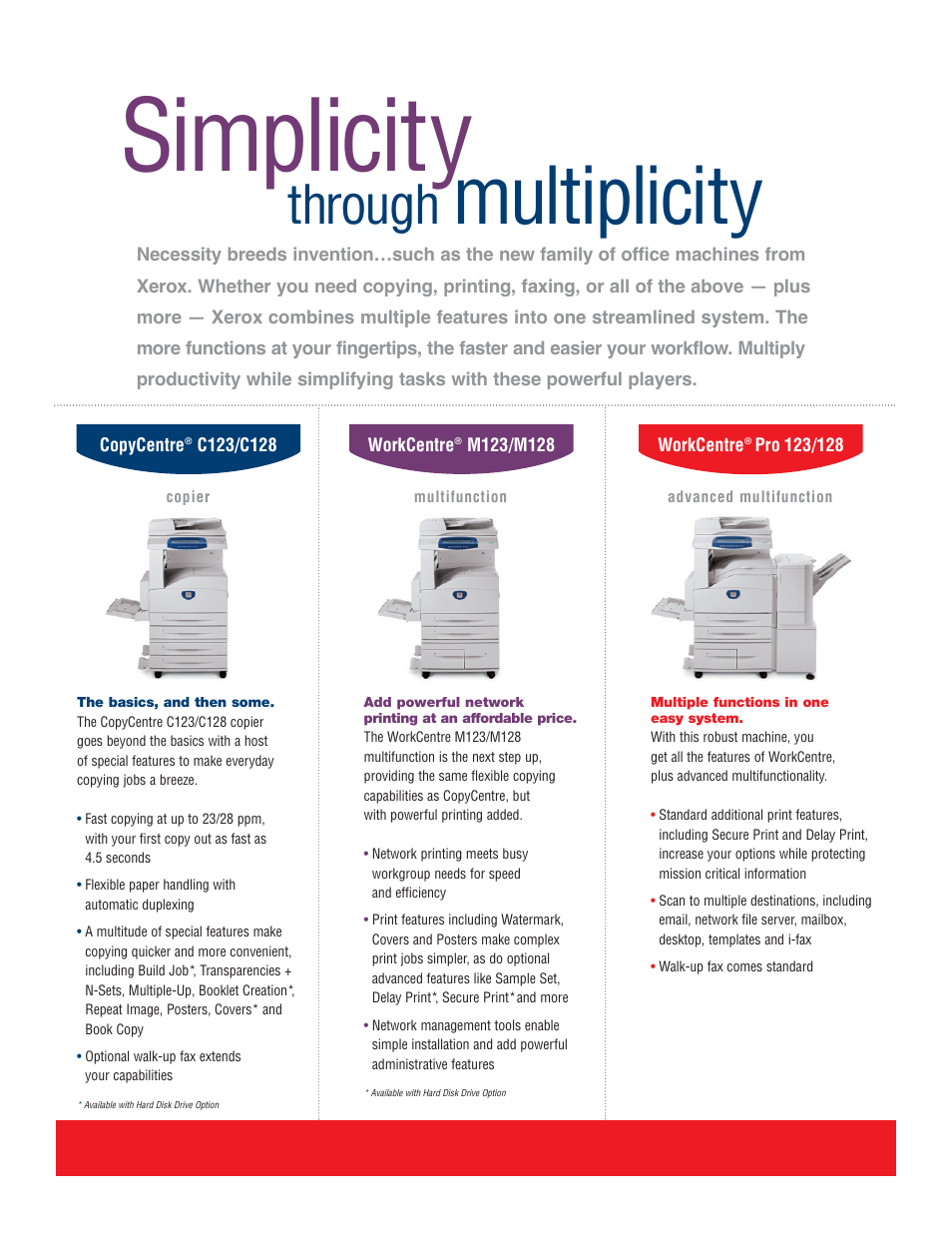 Simplicity, Multiplicity, Through | Xerox Copycentre C123 User Manual | Page 2 / 6