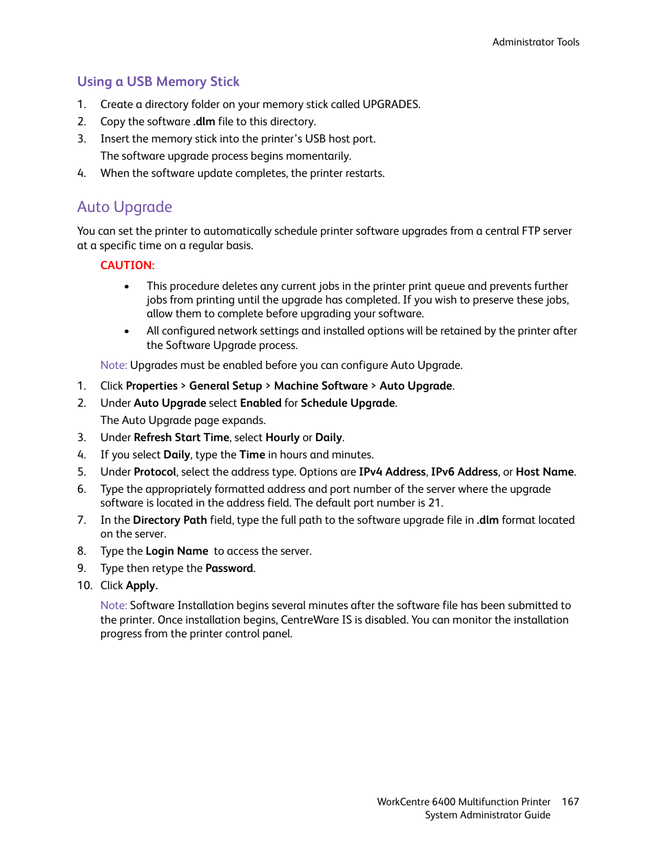 Auto upgrade | Xerox WorkCentre 6400 User Manual | Page 167 / 184