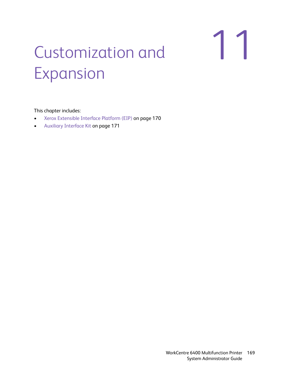 Customization and expansion, 11 customization and expansion | Xerox WorkCentre 6400 User Manual | Page 169 / 184