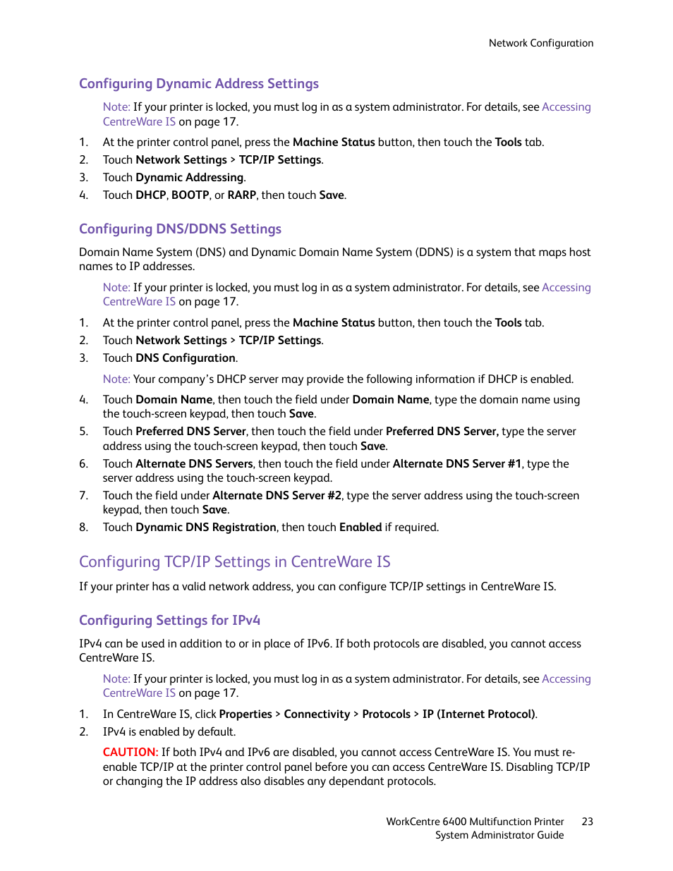 Configuring tcp/ip settings in centreware is | Xerox WorkCentre 6400 User Manual | Page 23 / 184
