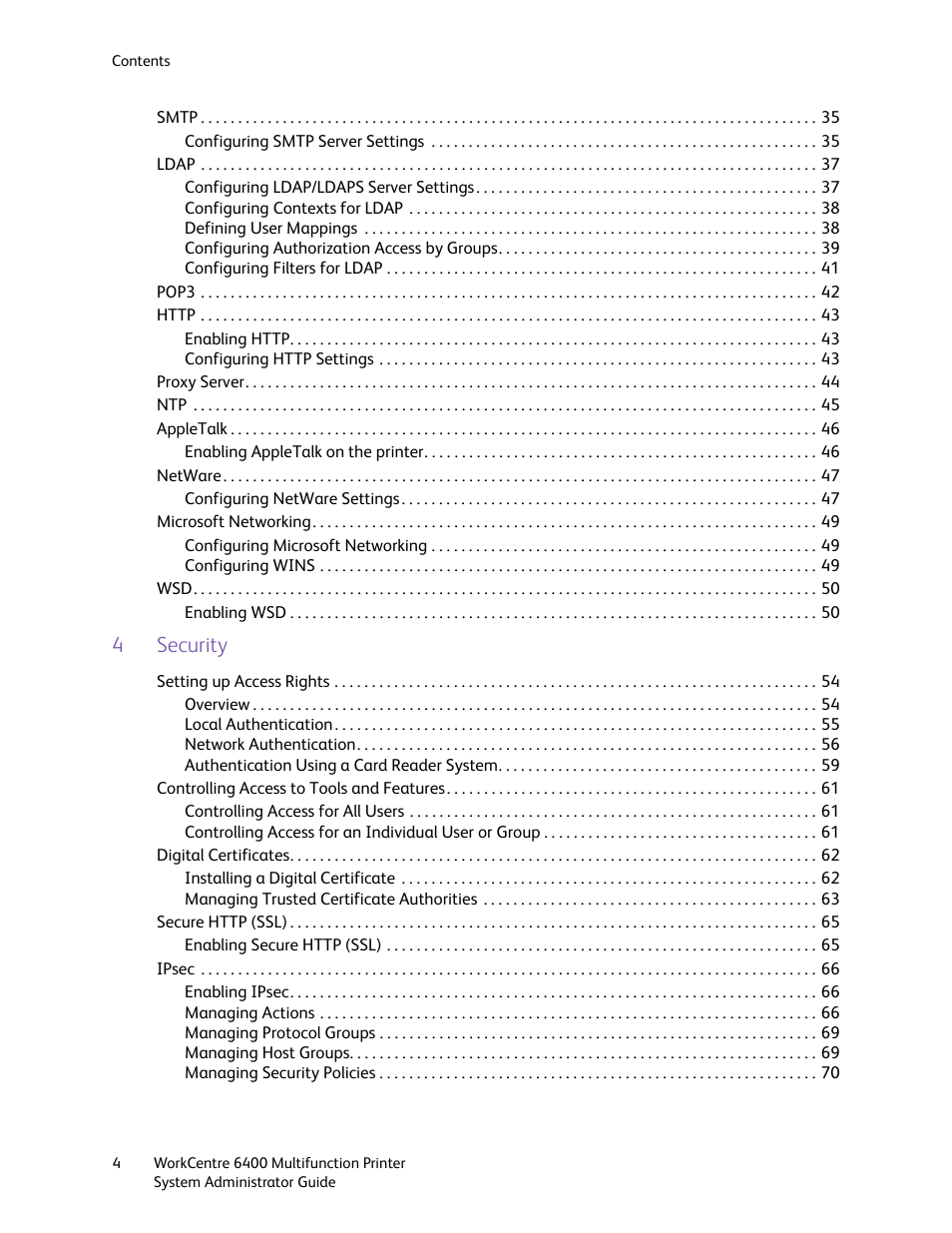 4security | Xerox WorkCentre 6400 User Manual | Page 4 / 184