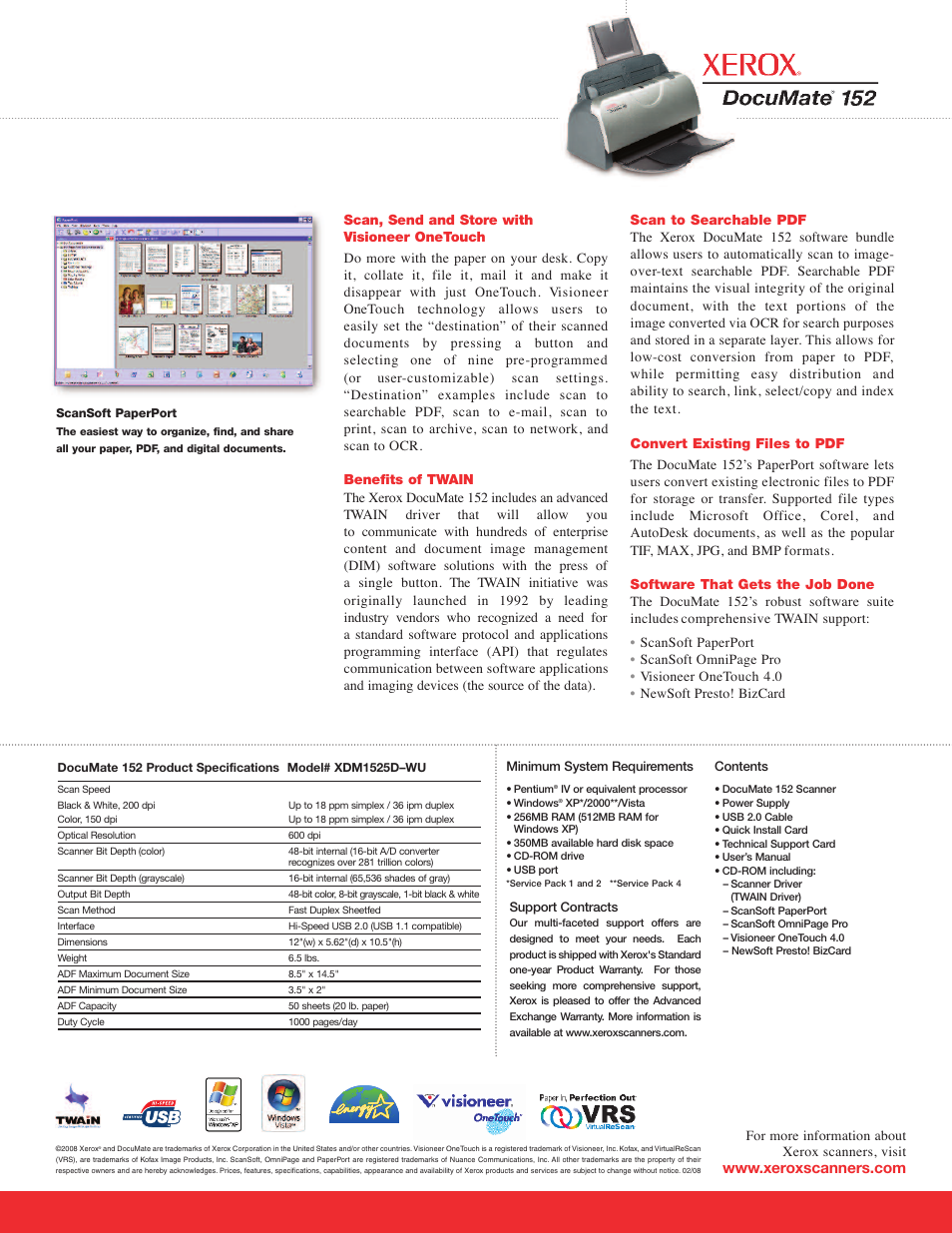 Xerox DocuMate 152 User Manual | Page 2 / 2