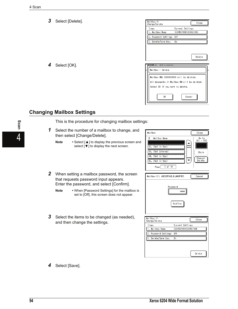 Changing mailbox settings | Xerox 701P44973 User Manual | Page 102 / 206