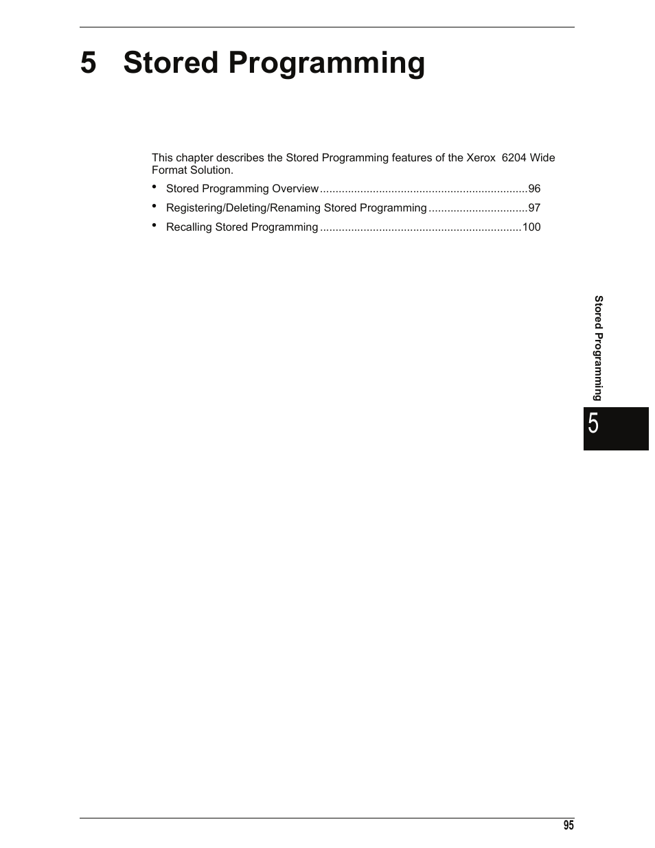 5 stored programming, Stored programming | Xerox 701P44973 User Manual | Page 103 / 206