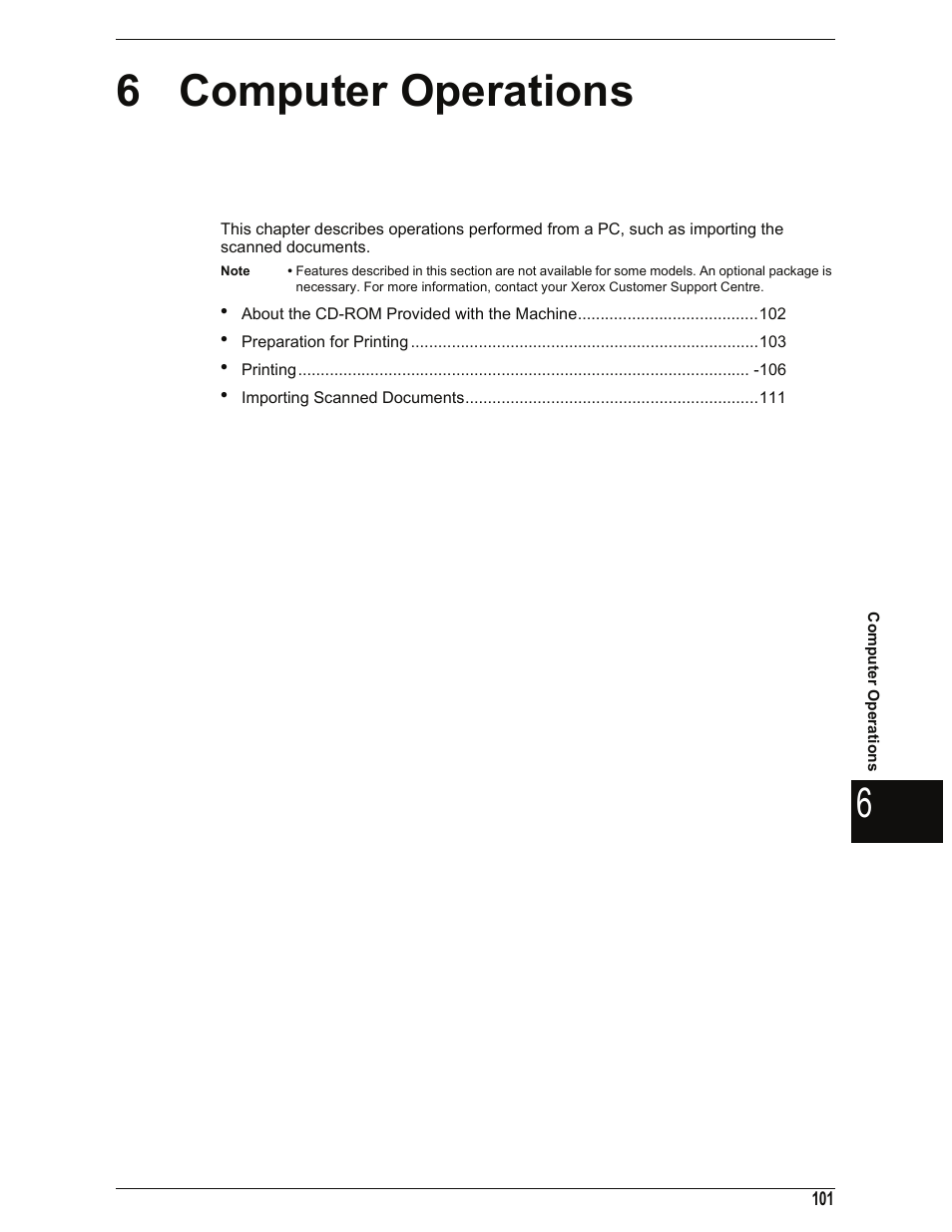 6 computer operations, Computer operations | Xerox 701P44973 User Manual | Page 109 / 206