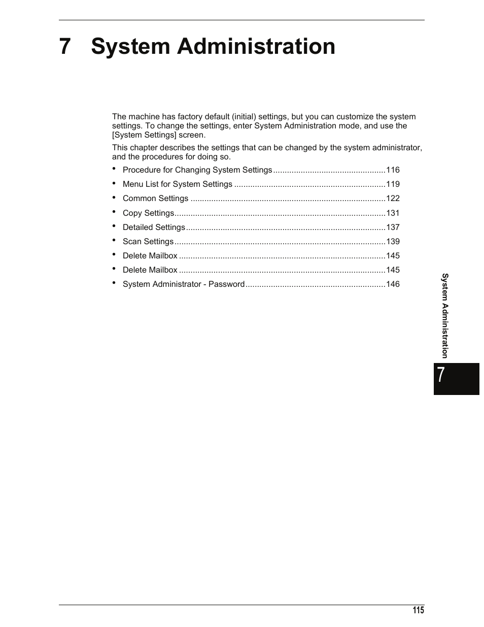 7 system administration, System administration | Xerox 701P44973 User Manual | Page 123 / 206
