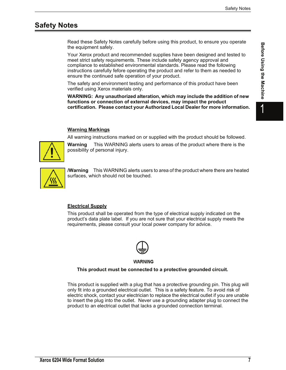 Safety notes | Xerox 701P44973 User Manual | Page 15 / 206
