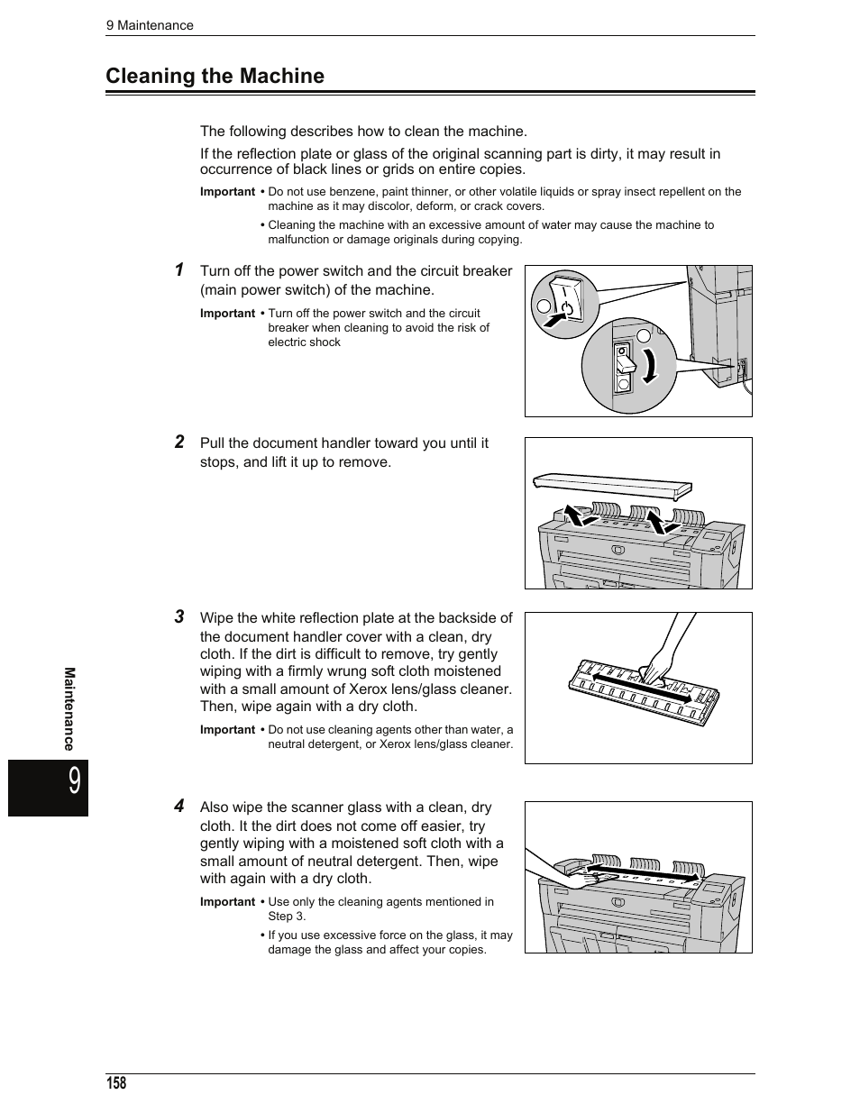 Cleaning the machine | Xerox 701P44973 User Manual | Page 166 / 206