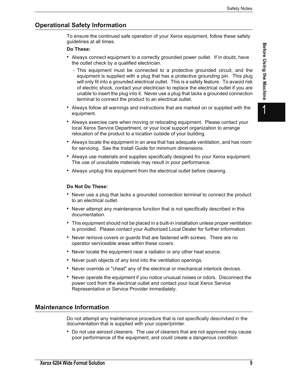 Operational safety information, Maintenance information | Xerox 701P44973 User Manual | Page 17 / 206