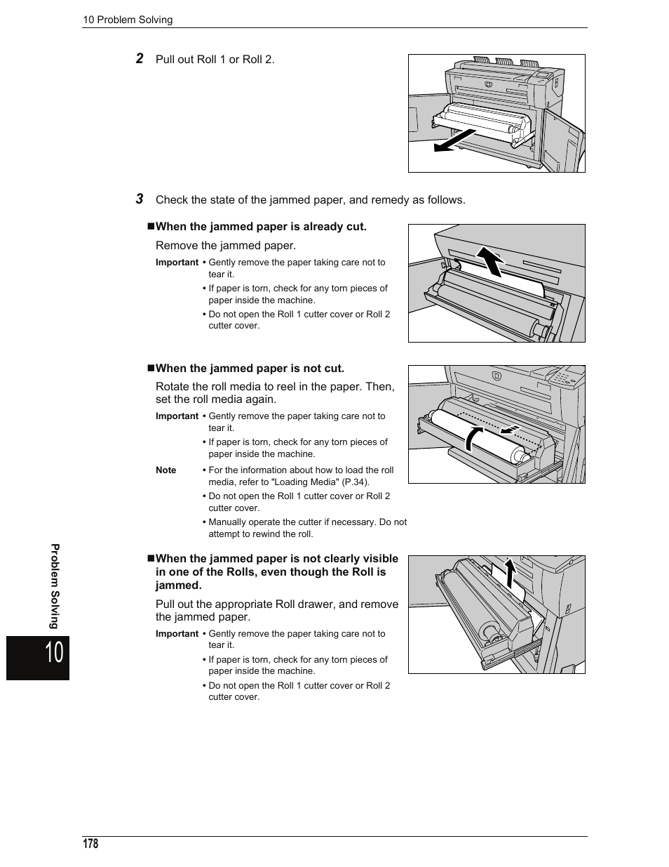 When the jammed paper is already cut, When the jammed paper is not cut | Xerox 701P44973 User Manual | Page 186 / 206