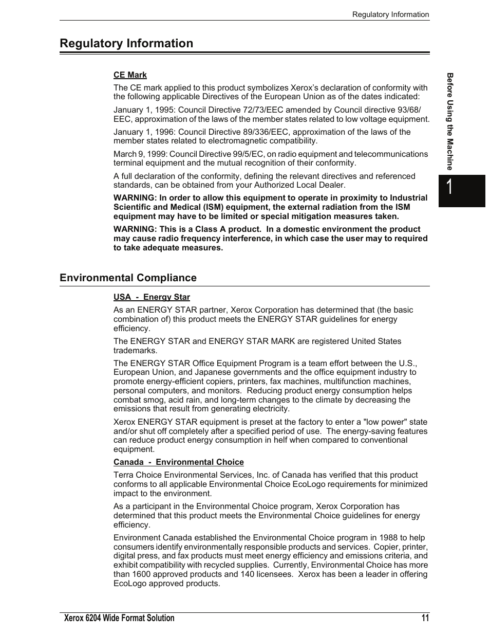 Regulatory information, Environmental compliance | Xerox 701P44973 User Manual | Page 19 / 206