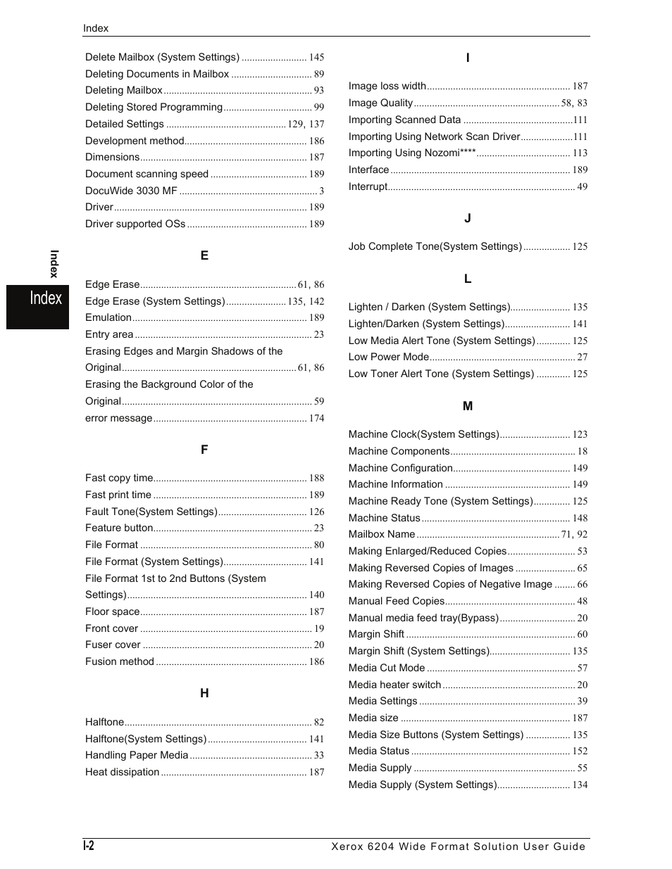 Index | Xerox 701P44973 User Manual | Page 204 / 206