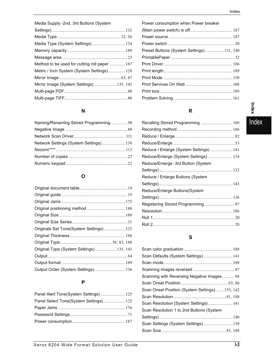 Index | Xerox 701P44973 User Manual | Page 205 / 206