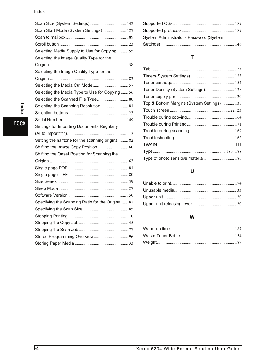 Index | Xerox 701P44973 User Manual | Page 206 / 206