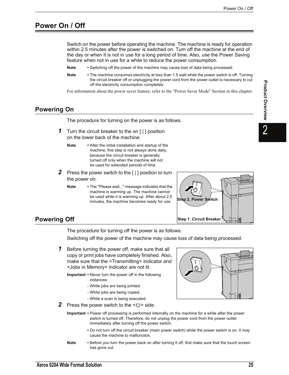 Power on / off, Powering on, Powering off | Powering on powering off | Xerox 701P44973 User Manual | Page 33 / 206