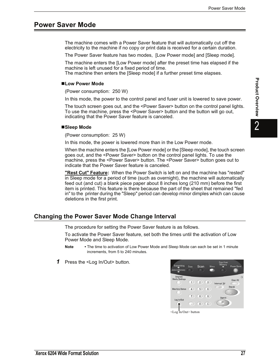 Power saver mode, Low power mode, Sleep mode | Changing the power saver mode change interval | Xerox 701P44973 User Manual | Page 35 / 206