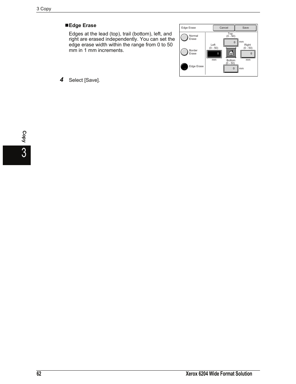 Edge erase, Select [save | Xerox 701P44973 User Manual | Page 70 / 206