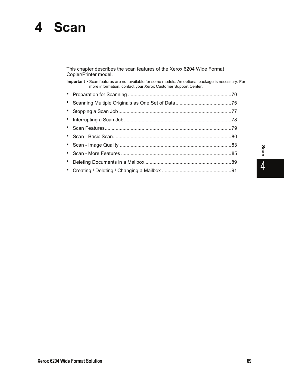 4 scan, Scan | Xerox 701P44973 User Manual | Page 77 / 206